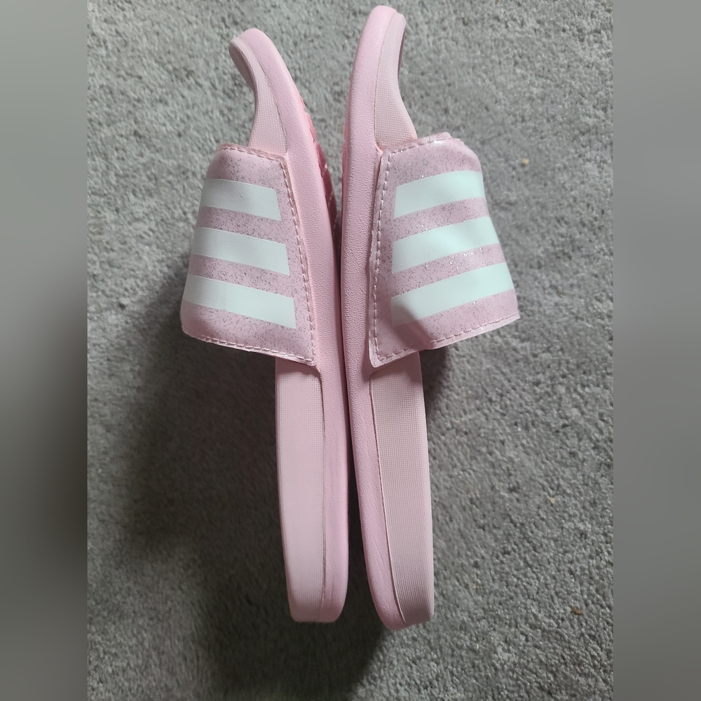 Women's Adidas Pink + White Slip On Sandals Size US 5 - Picture 5 of 8